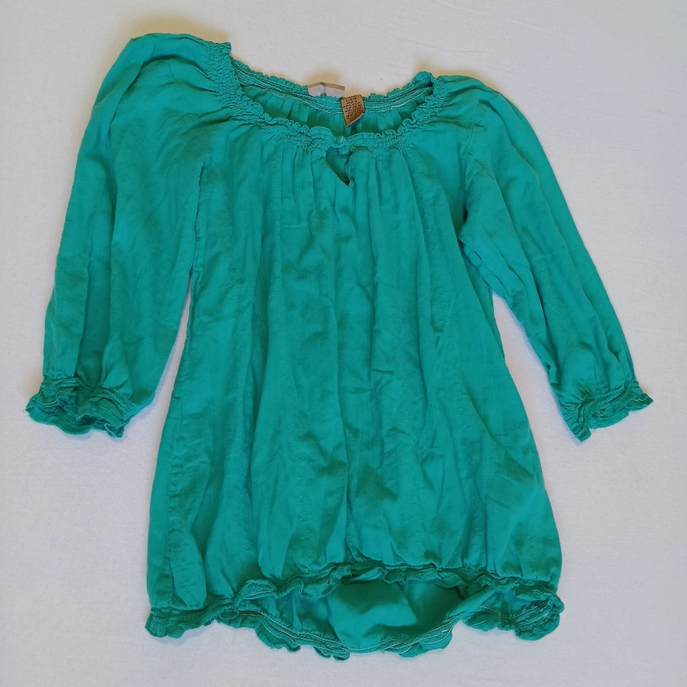 Wrangler Sz L Turqoise/Teal Top With Stretch Collar, Waist, And Sleeves